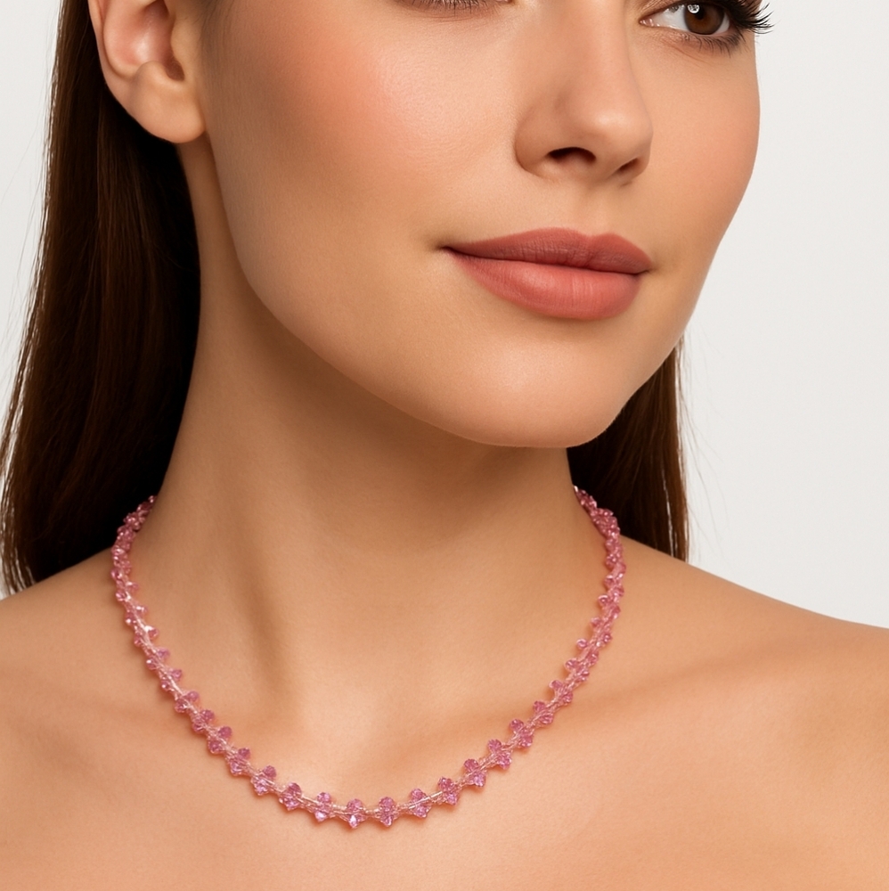 NWT Crystale Swarovski Pink Crystal Necklace 16–18"